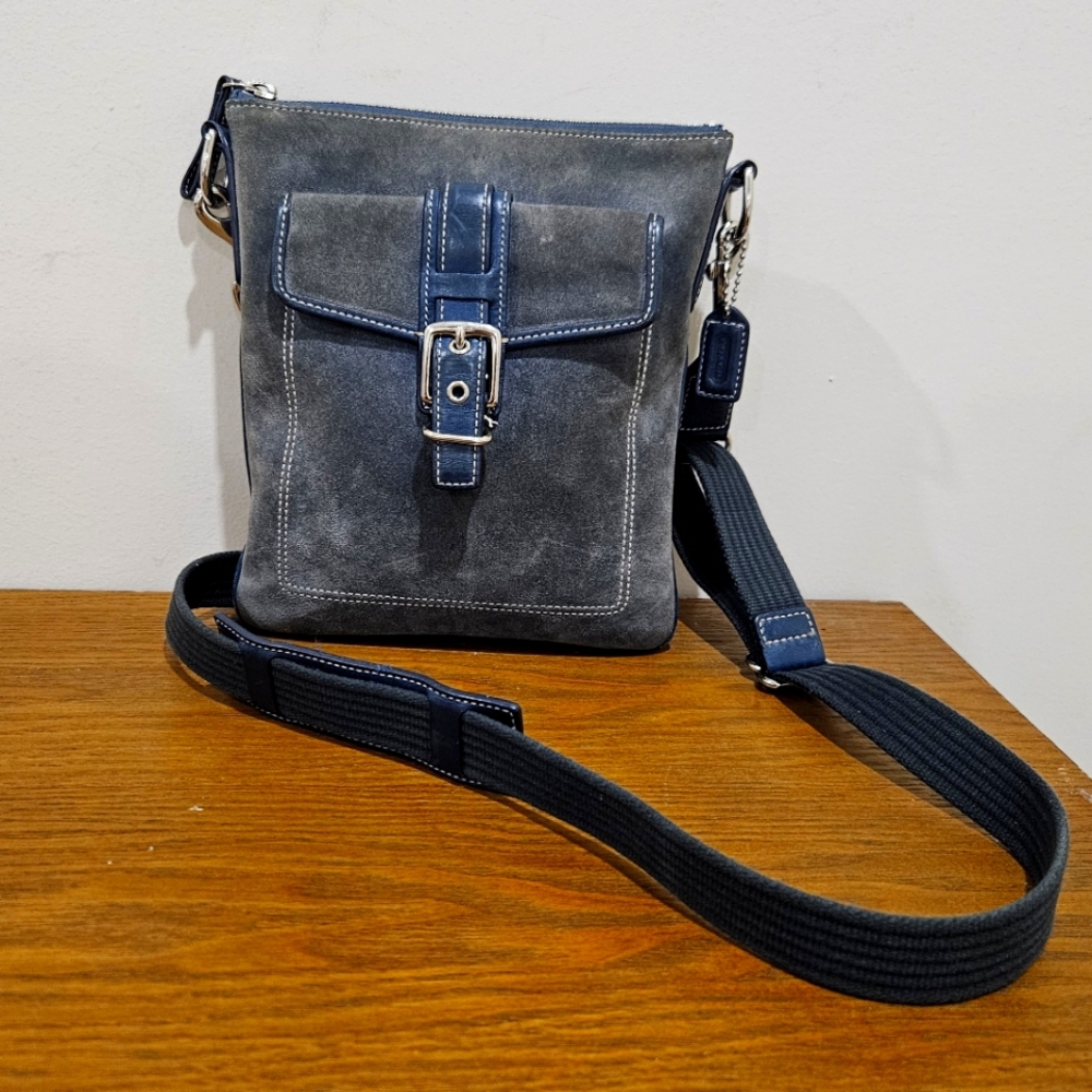 Coach Blue navy suede leather Crossbody bag
